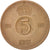 Moneda, Suecia, Gustaf VI, 5 Öre, 1963, MBC, Bronce, KM:822