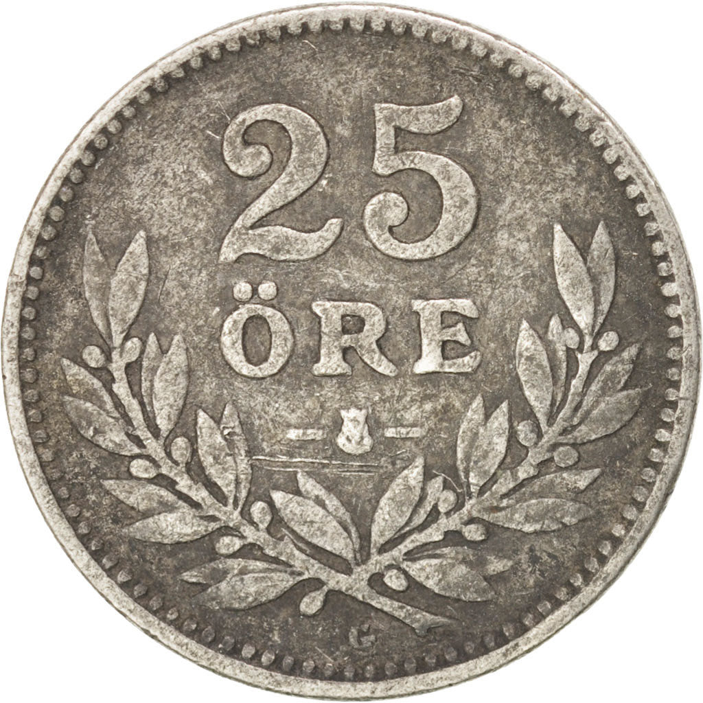 Coin, Sweden, Gustaf V, 25 Öre, 1930, VF(30-35), Silver, KM:785