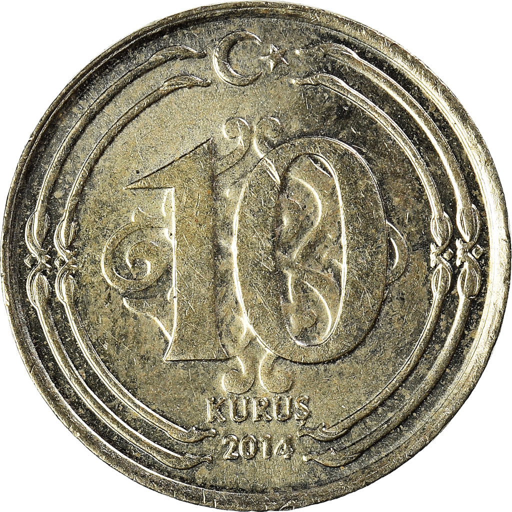 Münze, Türkei, 10 Kurus, 2014