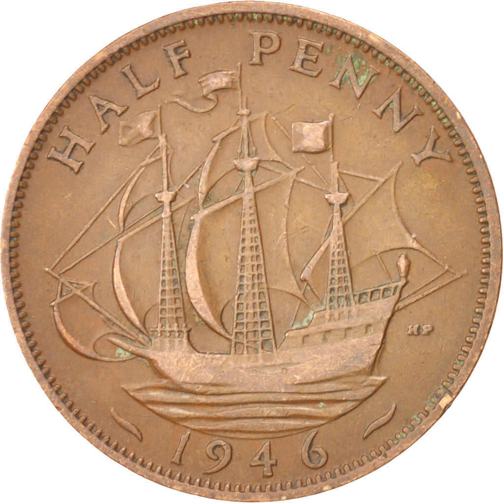 Coin, Great Britain, George VI, 1/2 Penny, 1946, EF(40-45), Bronze, KM:844