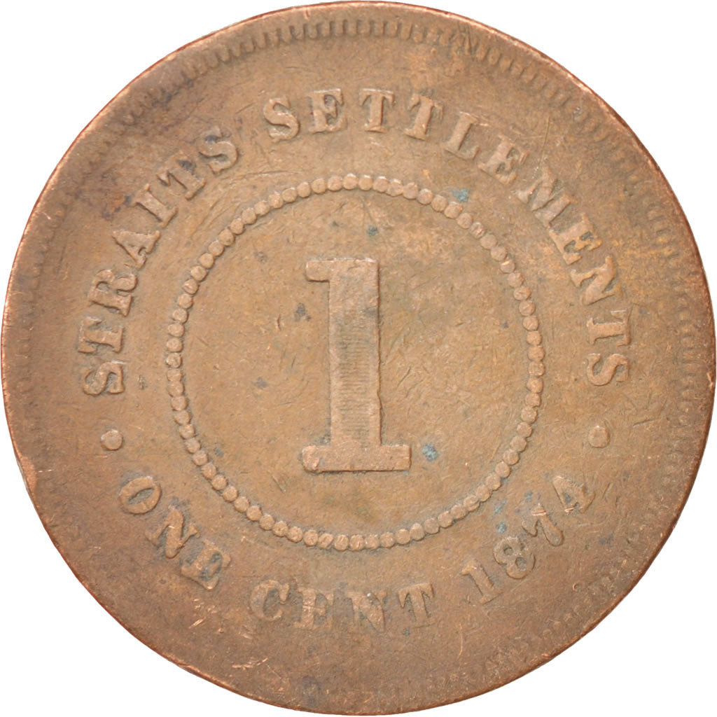 Coin, Straits Settlements, Victoria, Cent, 1874, F(12-15), Copper, KM:9