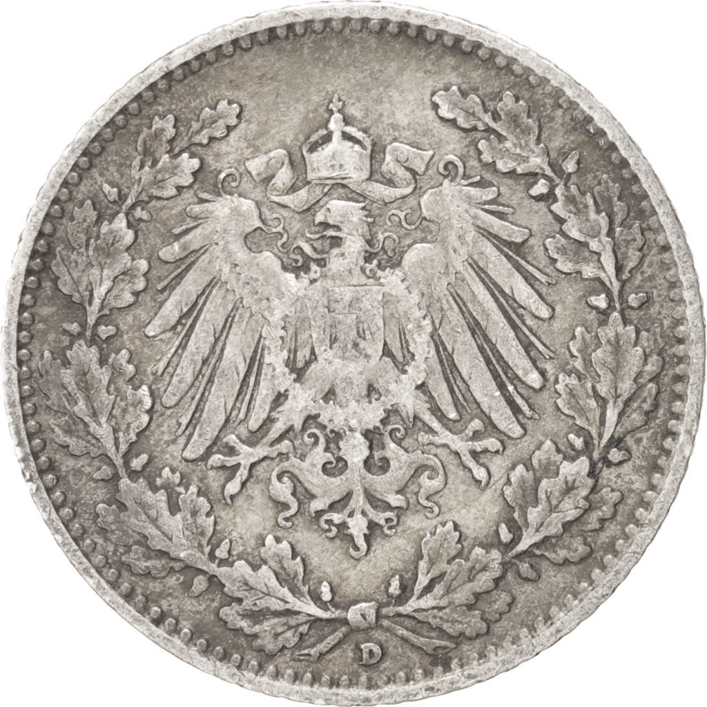 Moneda, ALEMANIA - IMPERIO, 1/2 Mark, 1906, Munich, MBC, Plata, KM:17