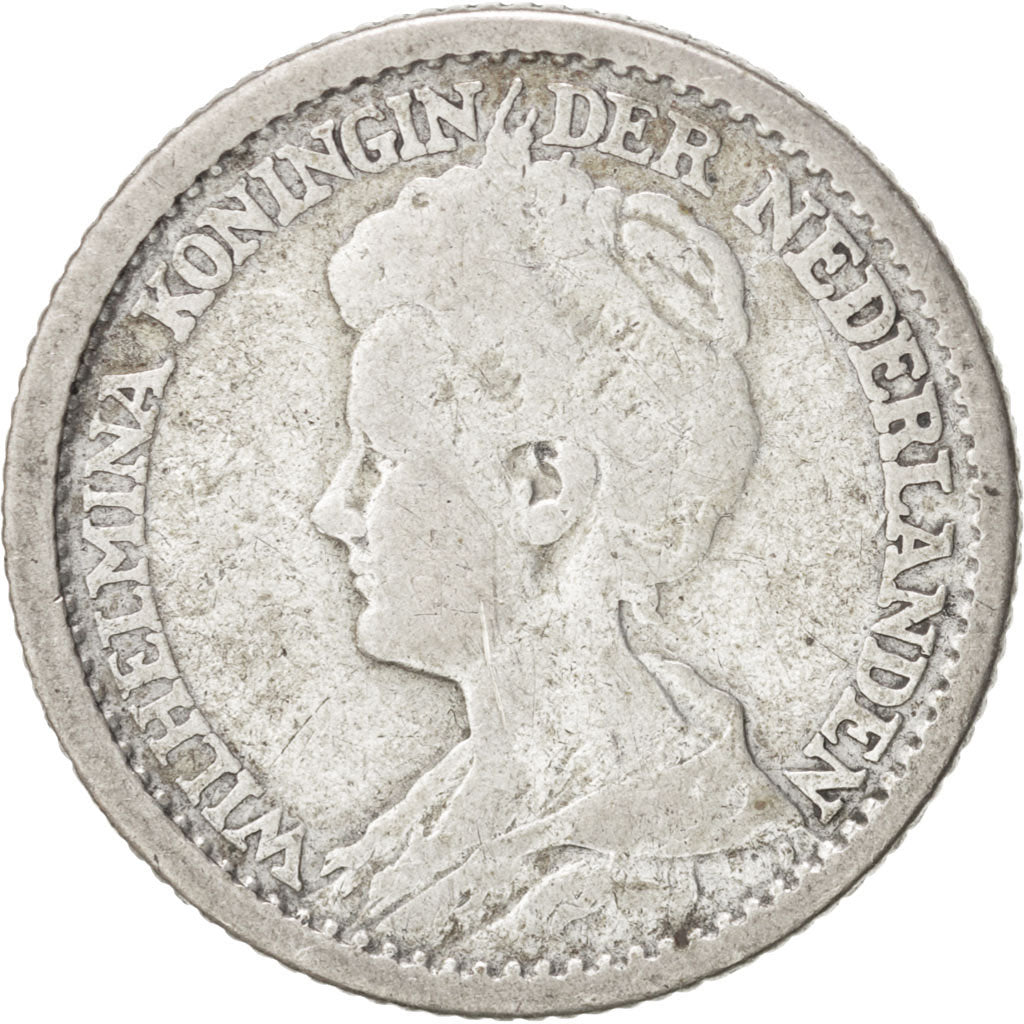 Coin, Netherlands, Wilhelmina I, 25 Cents, 1917, VF(30-35), Silver, KM:146
