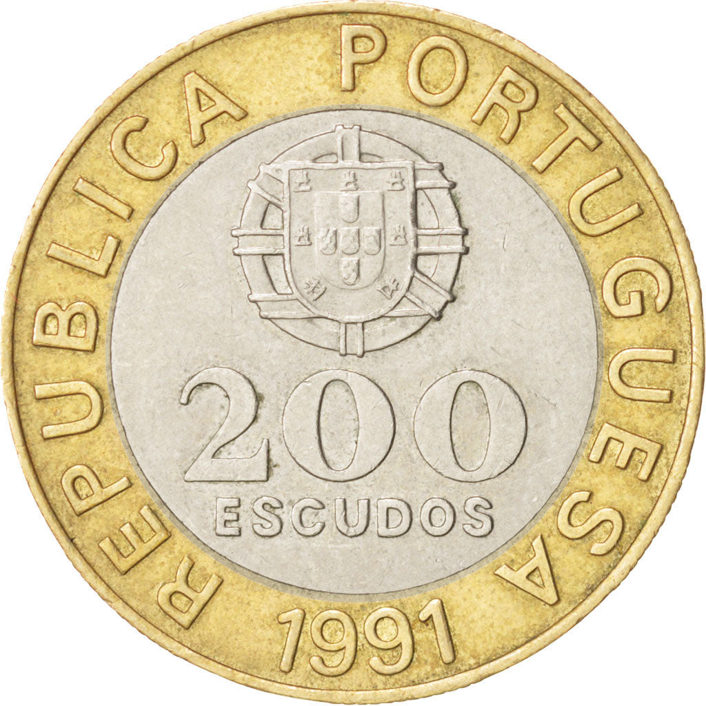 Coin, Portugal, 200 Escudos, 1991, EF(40-45), Bi-Metallic, KM:655