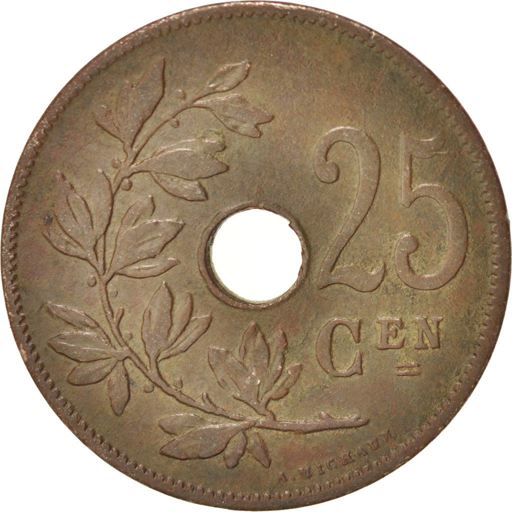 Coin, Belgium, 25 Centimes, 1908, EF(40-45), Copper-nickel, KM:63
