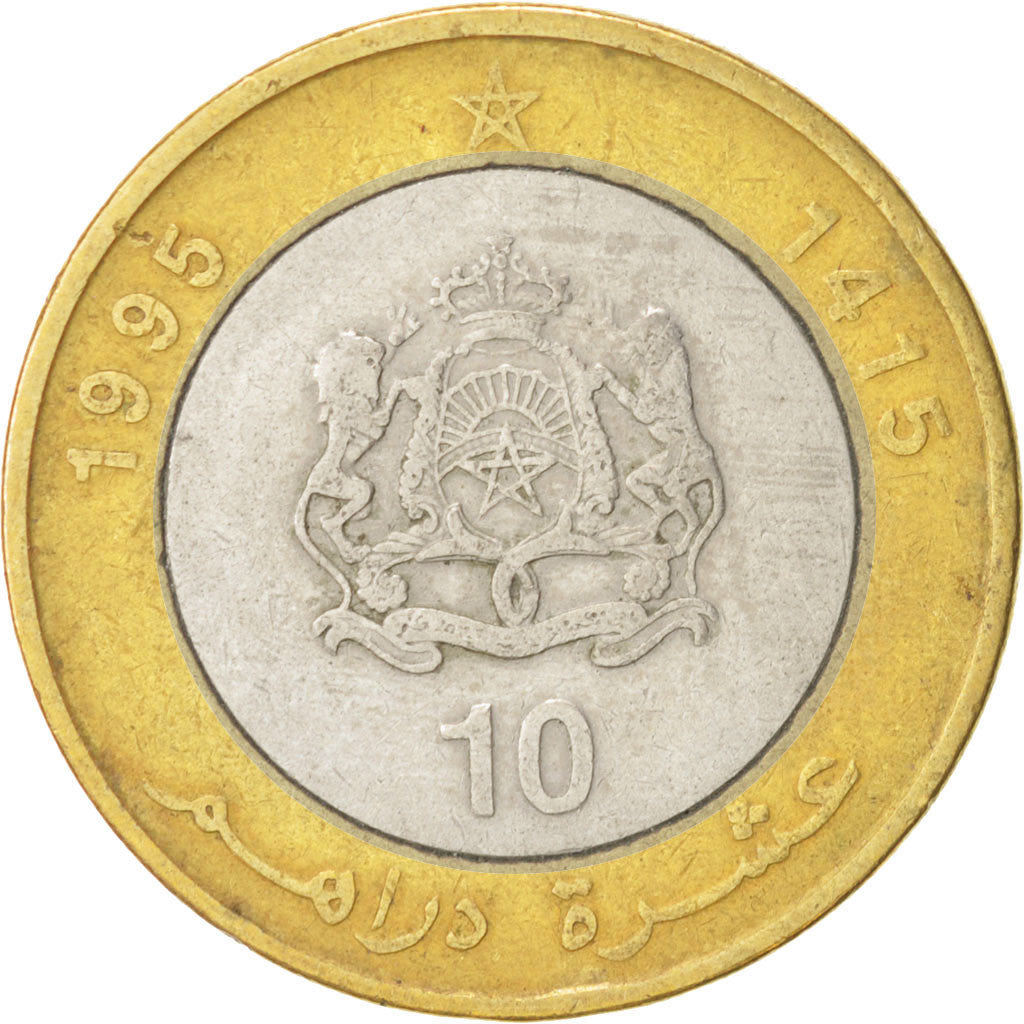 Monnaie, Maroc, al-Hassan II, 10 Dirhams, 1995, TTB, Bi-Metallic, KM:92