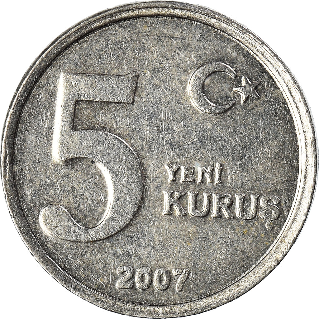 Münze, Türkei, 5 New Kurus, 2007