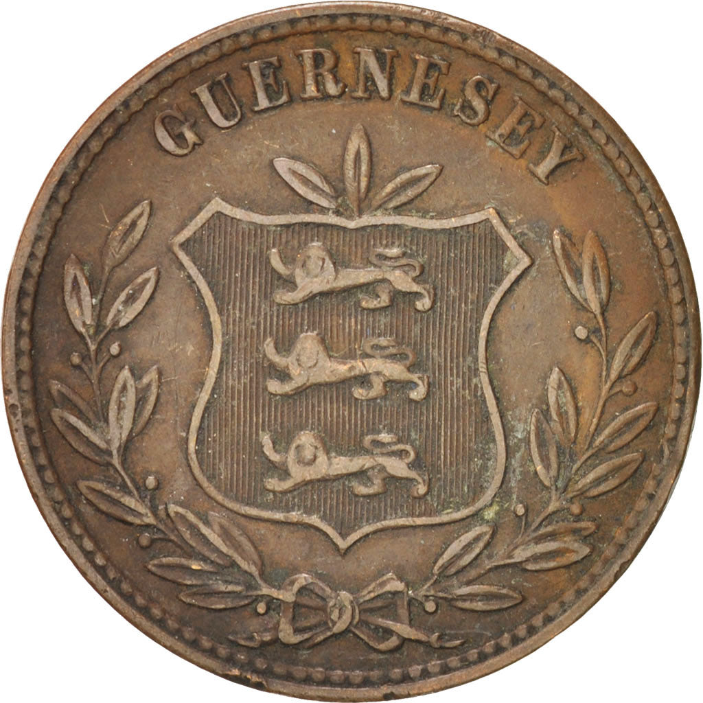Coin, Guernsey, 8 Doubles, 1874, Birmingham, EF(40-45), Bronze, KM:7