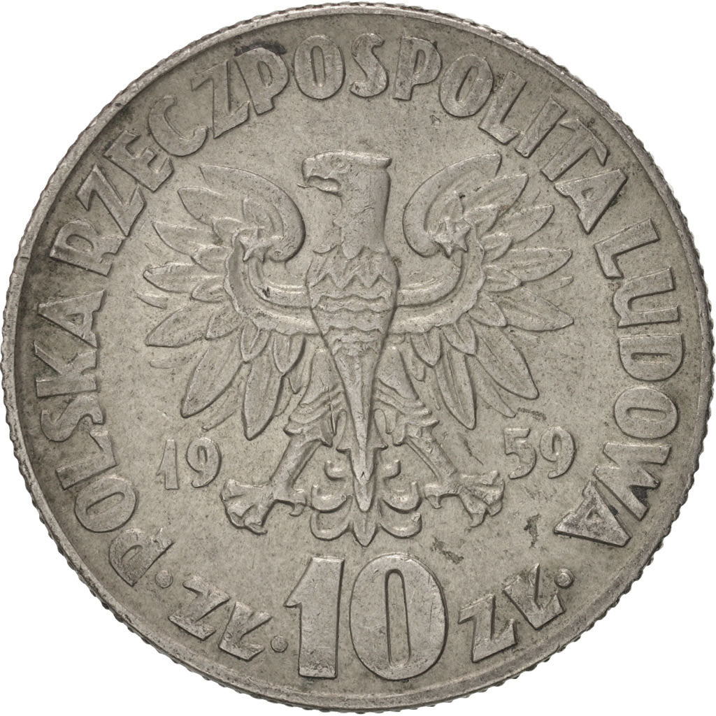 Coin, Poland, 10 Zlotych, 1959, EF(40-45), Copper-nickel, KM:51