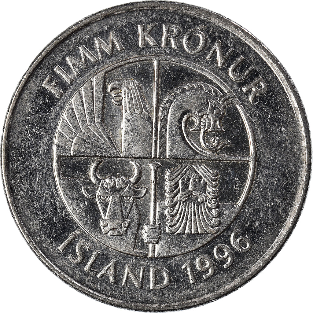 Moeda, Islândia, 5 Kronur, 1996