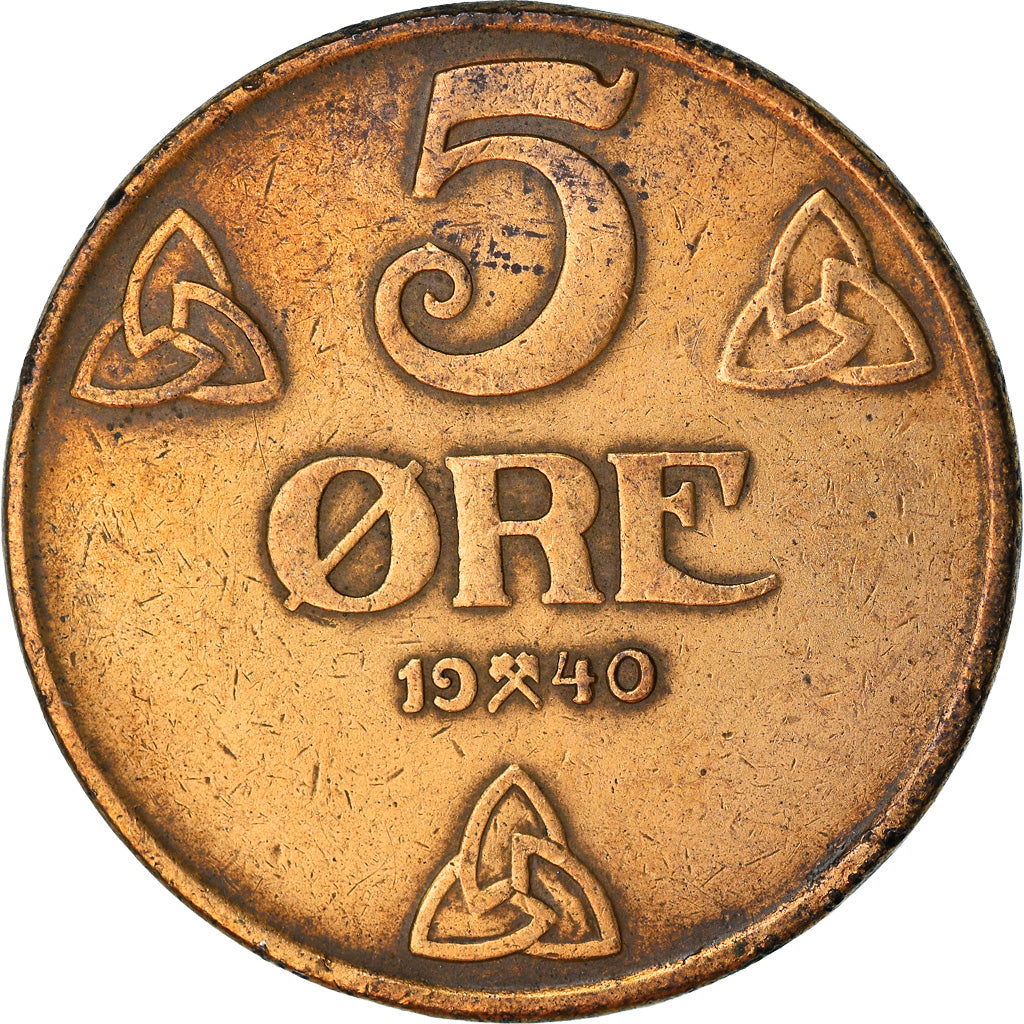 Monnaie, Norvège, Haakon VII, 5 Öre, 1940, Kongsberg, TTB, Bronze, KM:368