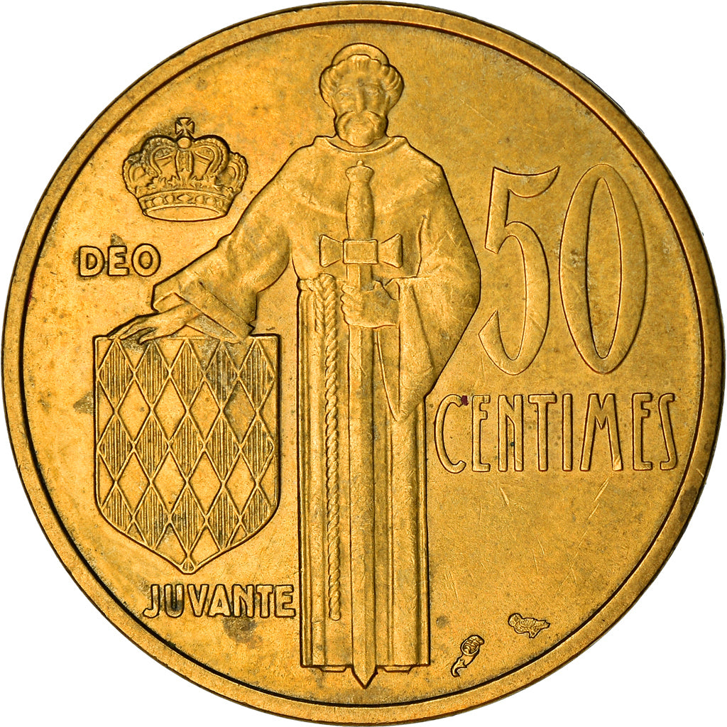 Coin, Monaco, Rainier III, 50 Centimes, 1962, EF(40-45), Aluminum-Bronze