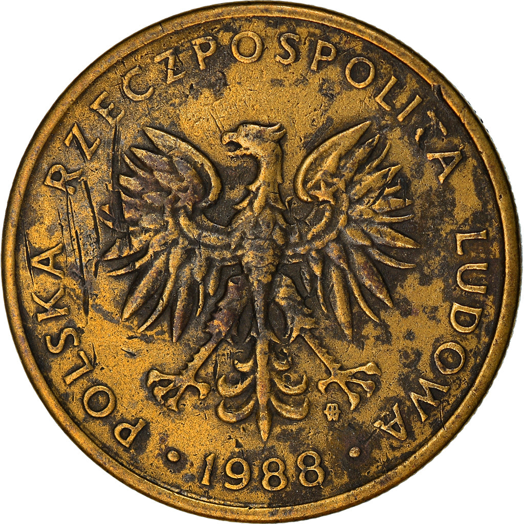 Münze, Polen, 5 Zlotych, 1988, Warsaw, SS, Messing, KM:81.2