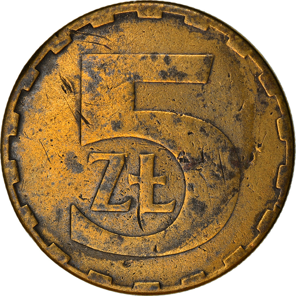 Münze, Polen, 5 Zlotych, 1988, Warsaw, SS, Messing, KM:81.2