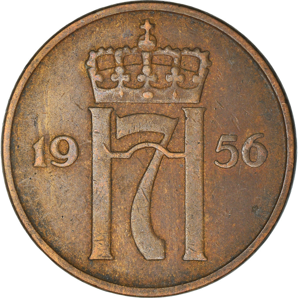 Moeda, Noruega, Haakon VII, 5 Öre, 1956, EF(40-45), Bronze, KM:400