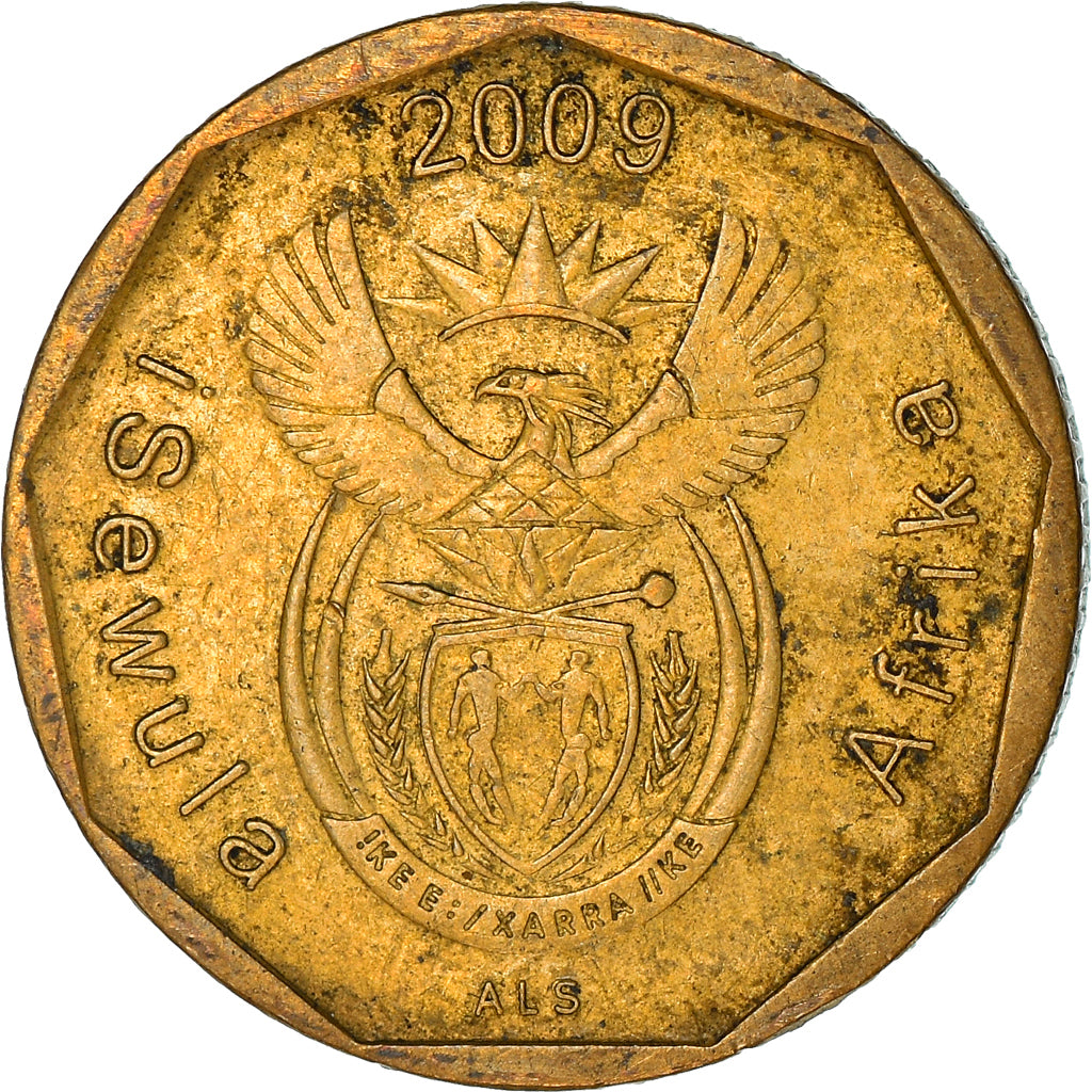 Moeda, África do Sul, 10 Cents, 2009, Pretoria, EF(40-45), Aço Cromado a