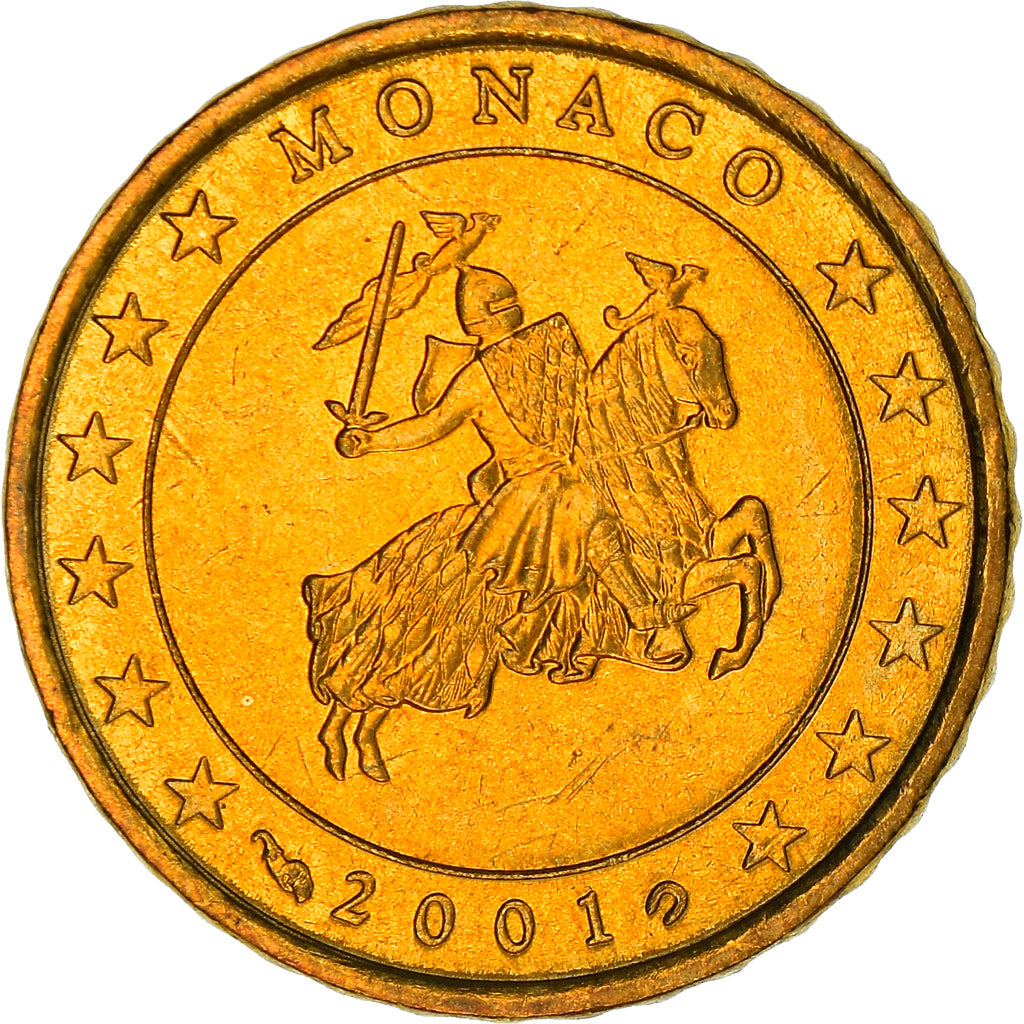 Monaco, 10 Euro Cent, 2001, Paris, MS(63), Brass, KM:170