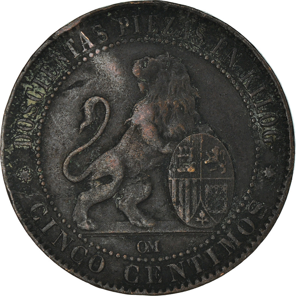 Munten, Spanje, 5 Centimos, 1870