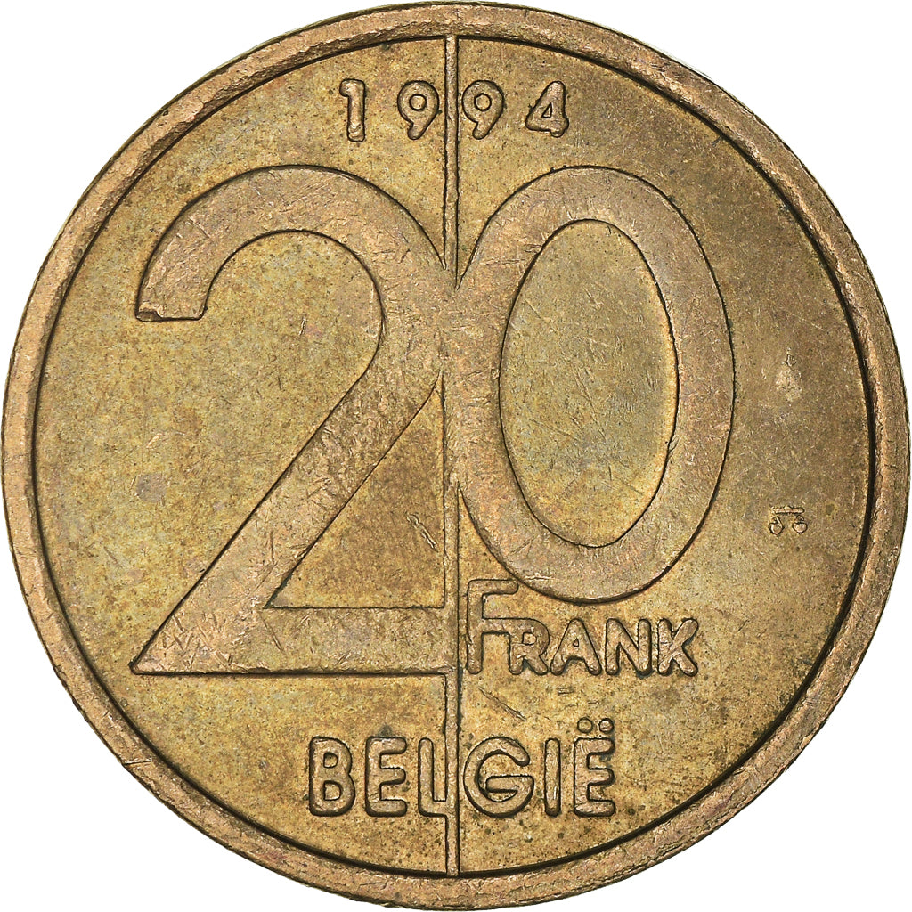Coin, Belgium, 20 Francs, 20 Frank, 1994