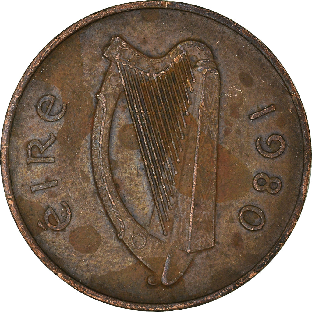 Moeda, REPÚBLICA DA IRLANDA, 2 Pence, 1980