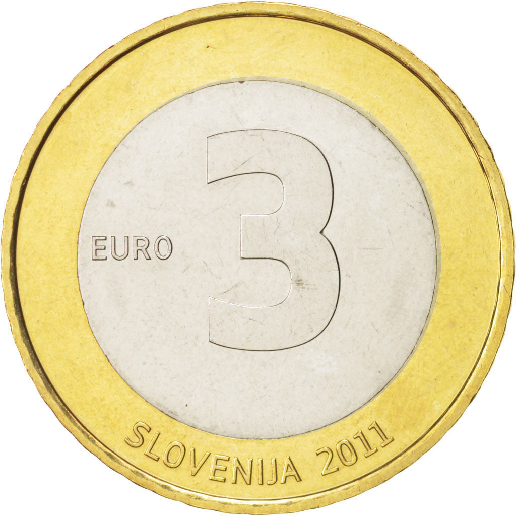 Slovenia, 3 Euro, 2011, MS(63), Bi-Metallic, KM:101