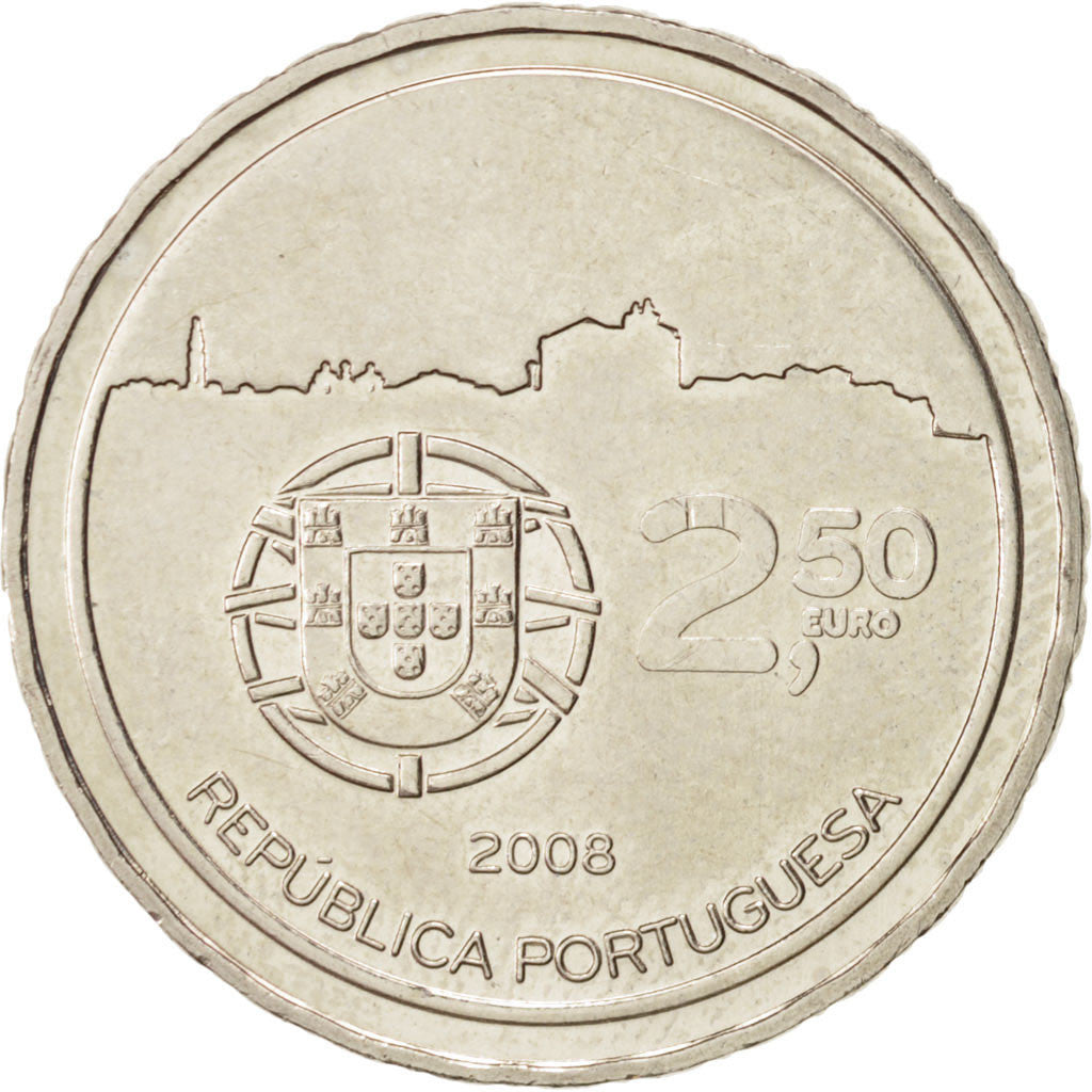 Portugal, 2-1/2 Euro, 2008, MS(63), Copper-nickel, KM:824