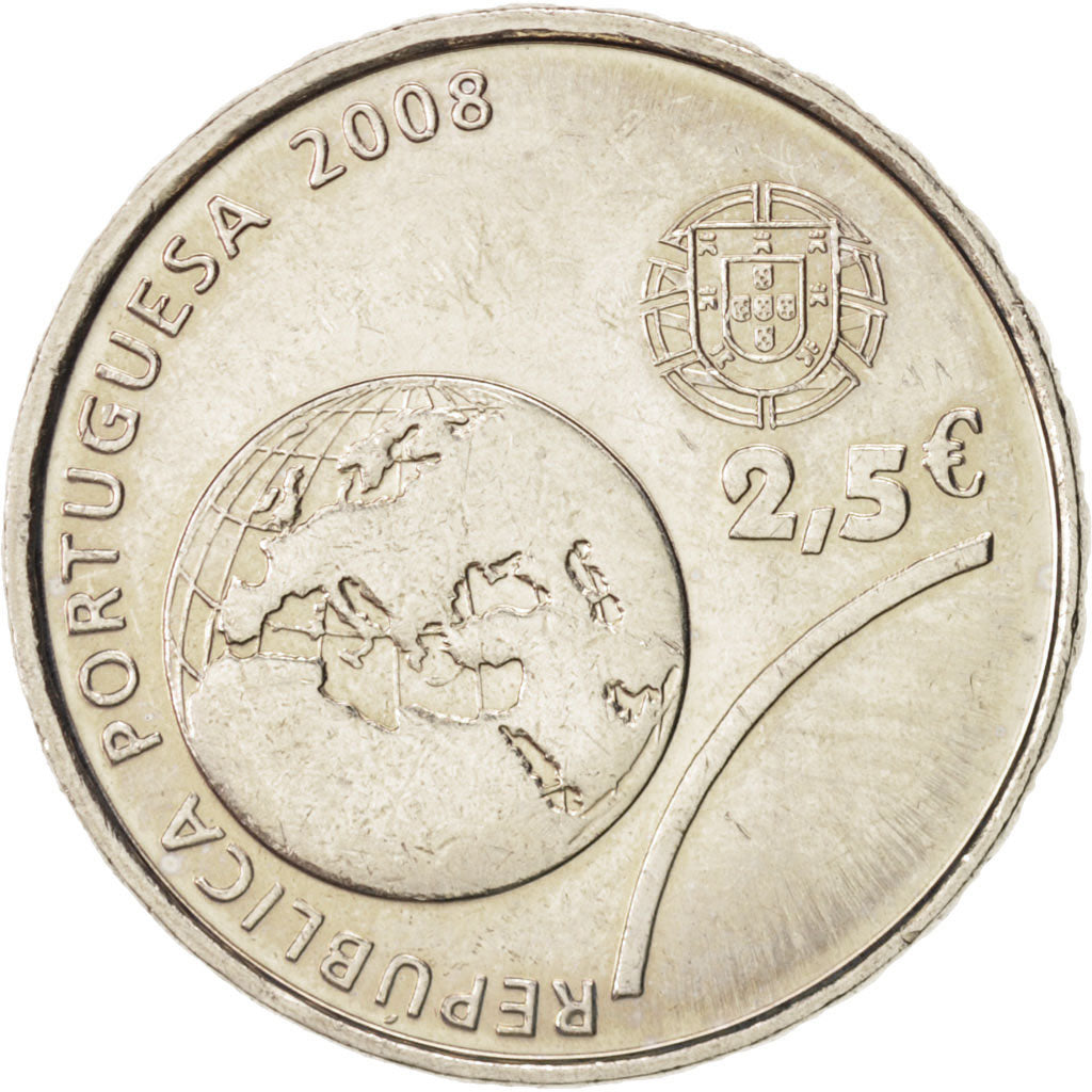 Portugal, 2-1/2 Euro, 2008, Lisbon, MS(63), Miedź-Nikiel, KM:790
