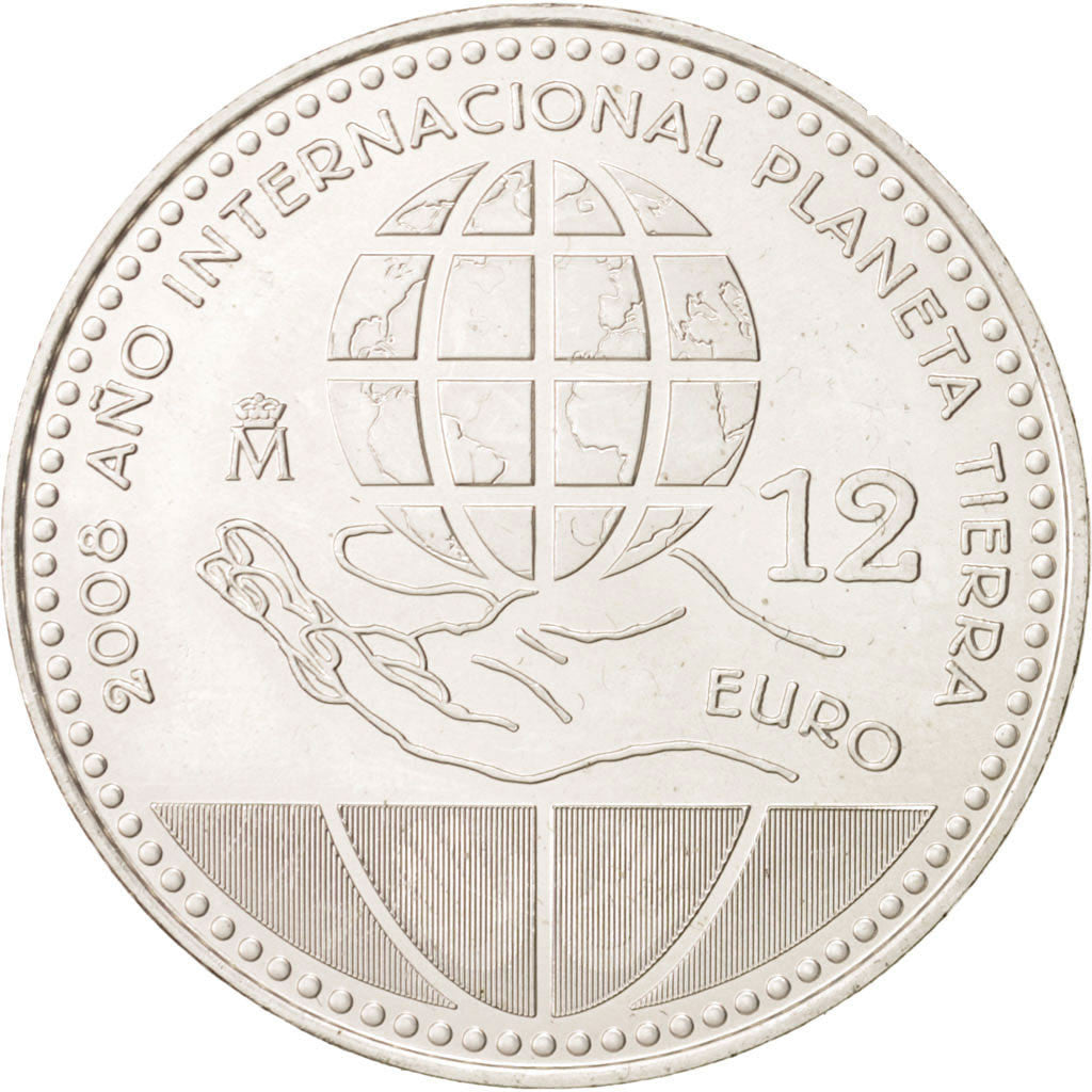 Hiszpania, 12 Euro, 2008, Madrid, MS(63), Srebro, KM:1195