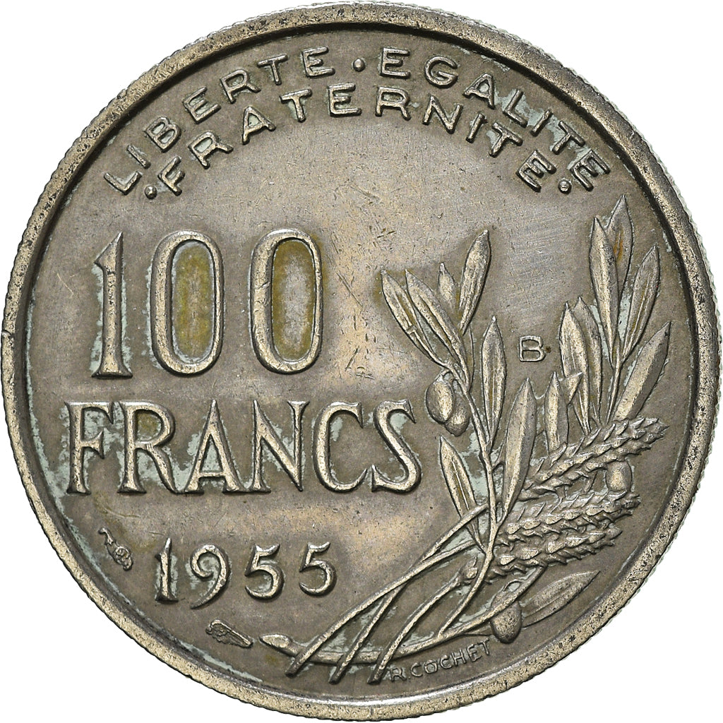 Munten, Frankrijk, 100 Francs, 1955