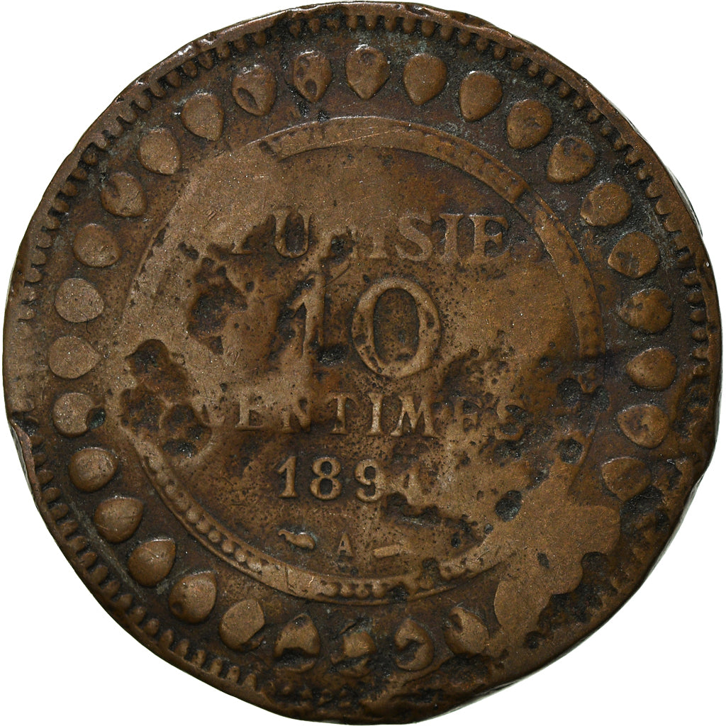 Moneta, Tunisia, 10 Centimes, 1891