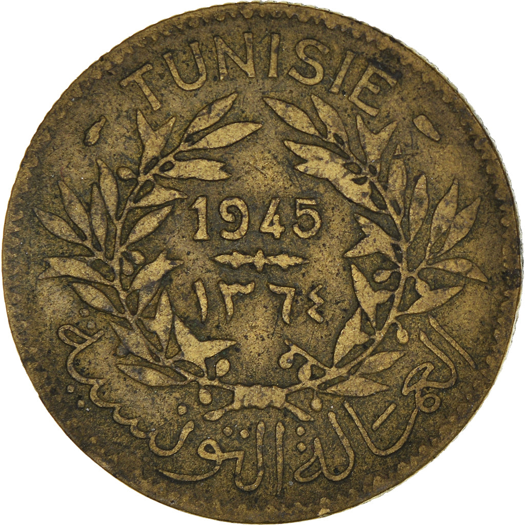 Moneta, Tunisia, 2 Francs, 1945