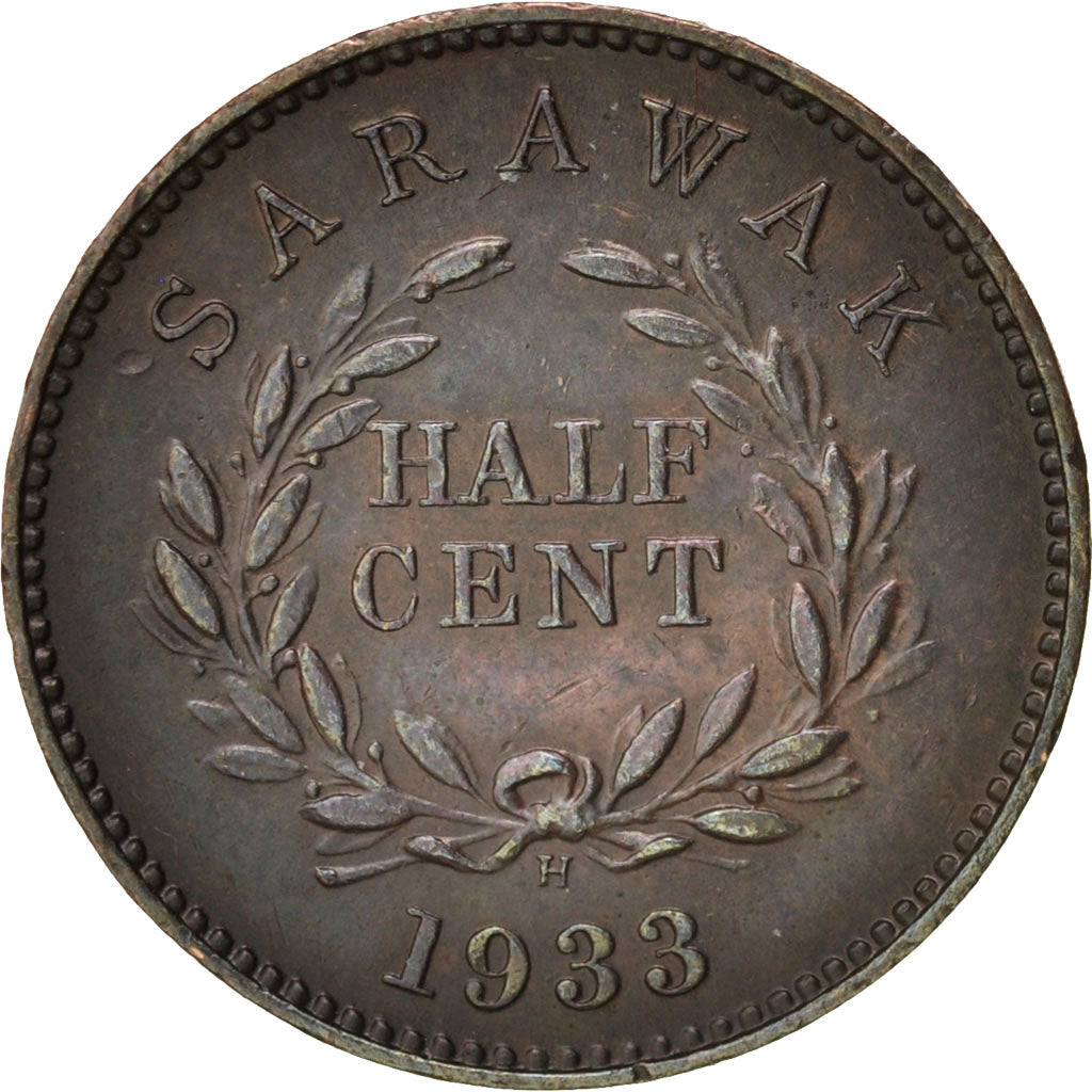 Coin, Sarawak, Charles V. Brooke, 1/2 Cent, 1933, Heaton, Birmingham, AU(55-58)