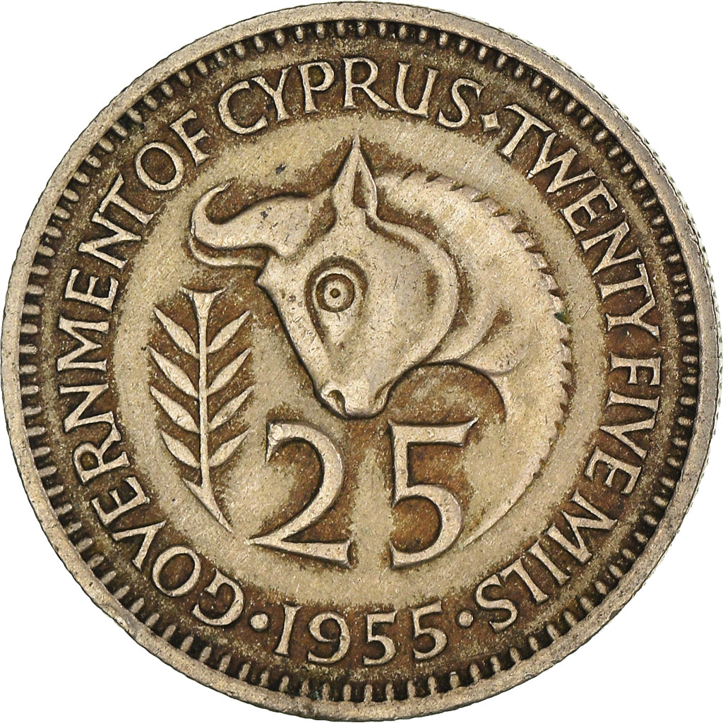 Coin, Cyprus, 25 Mils, 1955