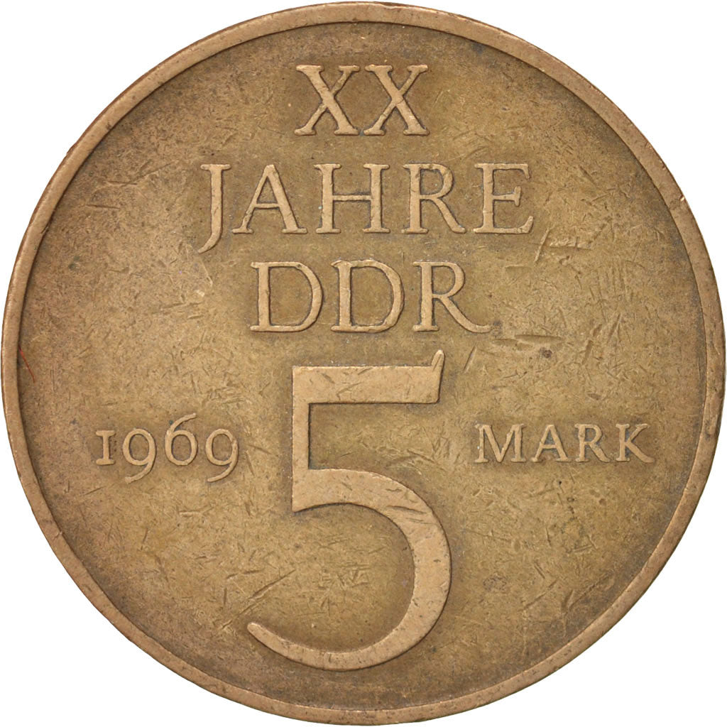 Munten, DUITSE DEMOCRATISCHE REPUBLIEK, 5 Mark, 1969, ZF, Nickel-Bronze, KM:22.1