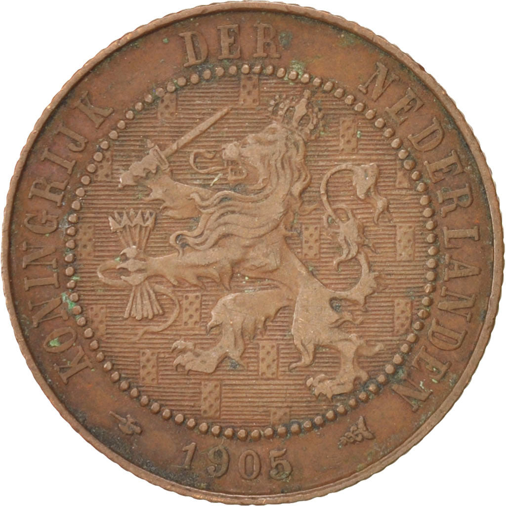 Coin, Netherlands, Wilhelmina I, 2-1/2 Cent, 1905, EF(40-45), Bronze, KM:134