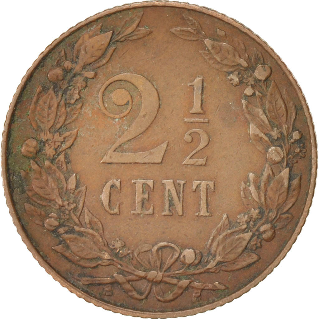 Coin, Netherlands, Wilhelmina I, 2-1/2 Cent, 1905, EF(40-45), Bronze, KM:134