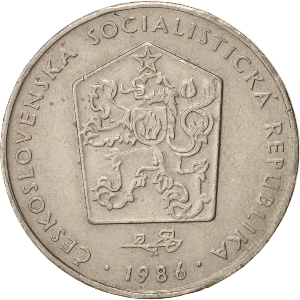 Coin, Czechoslovakia, 2 Koruny, 1986, EF(40-45), Copper-nickel, KM:75