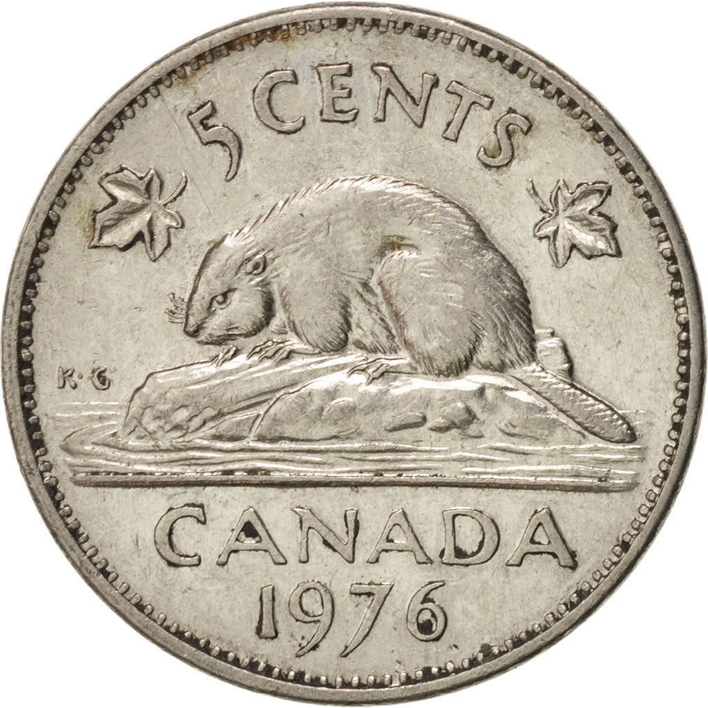 Coin, Canada, Elizabeth II, 5 Cents, 1976, Royal Canadian Mint, Ottawa