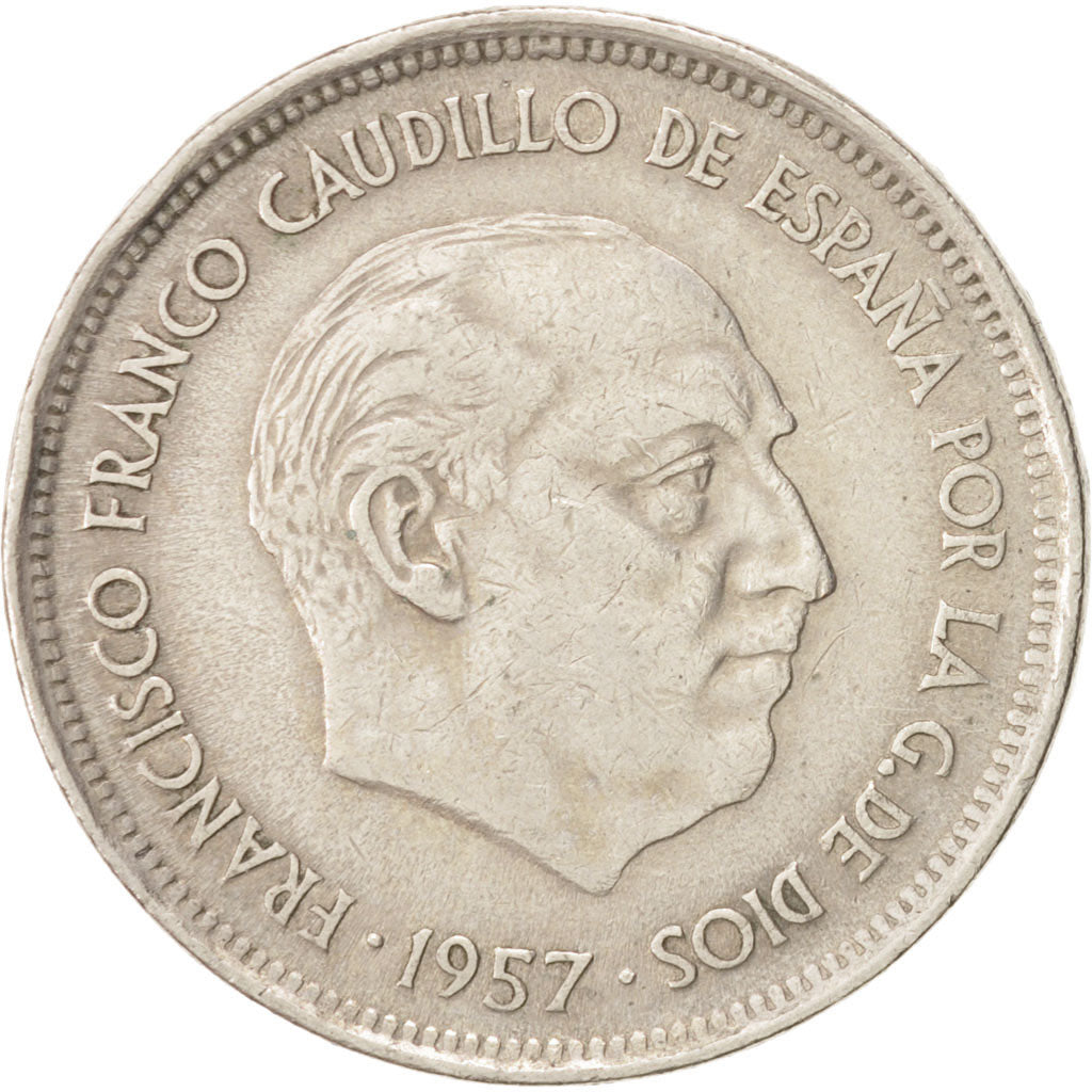 Monnaie, Espagne, Caudillo and regent, 25 Pesetas, 1957, TTB, Copper-nickel