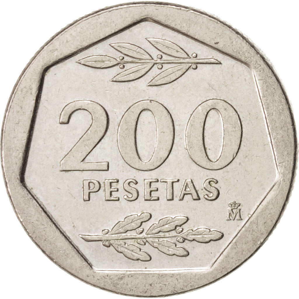 Moneda, España, Juan Carlos I, 200 Pesetas, 1986, MBC, Cobre - níquel, KM:829