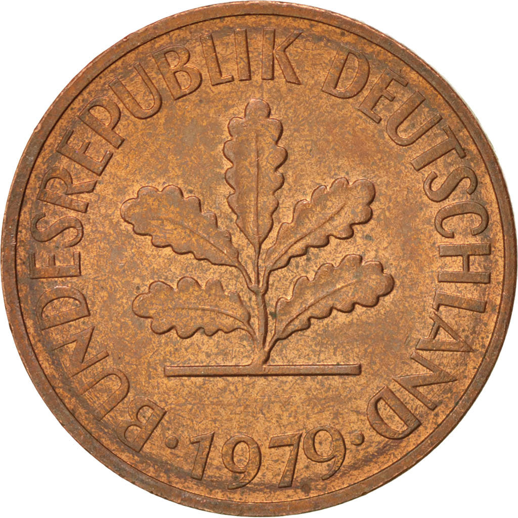 Coin, GERMANY - FEDERAL REPUBLIC, 2 Pfennig, 1979, Stuttgart, EF(40-45), Copper