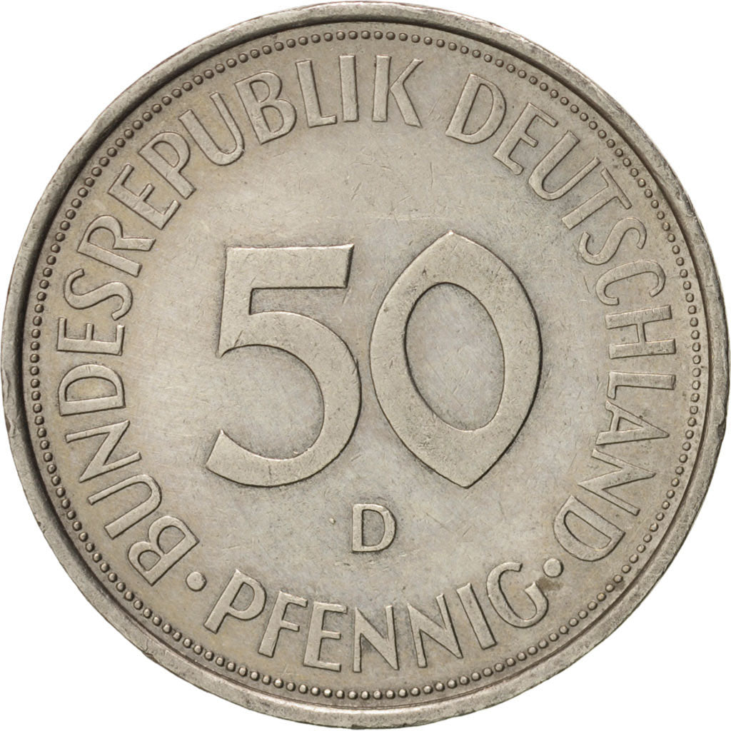 Coin, GERMANY - FEDERAL REPUBLIC, 50 Pfennig, 1972, Munich, AU(55-58)