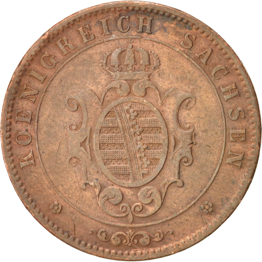 Moneta, Stati tedeschi, SAXONY-ALBERTINE, Johann, 5 Pfennig, 1869, MB+, Rame