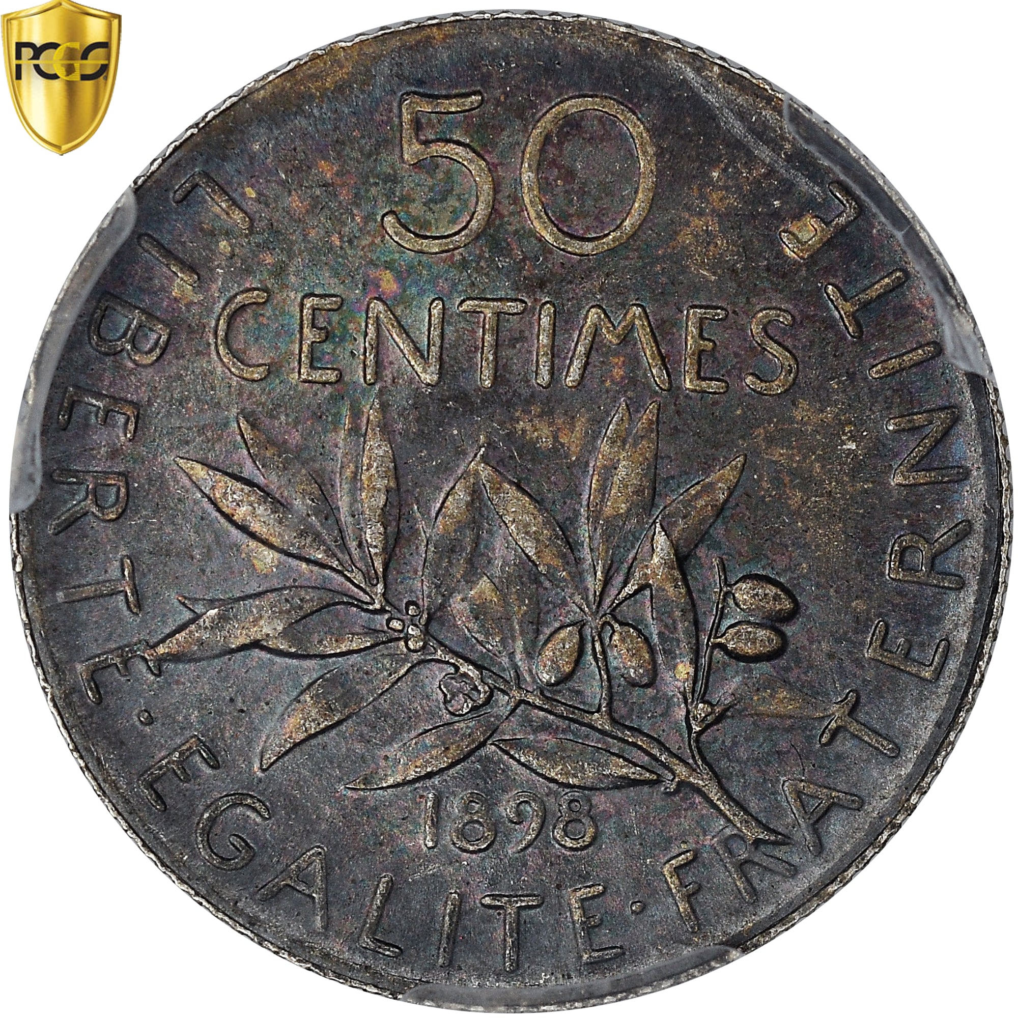 Frankreich, 50 Centimes, Semeuse, 1898, Paris, Silber, PCGS, MS65, Gadoury:420