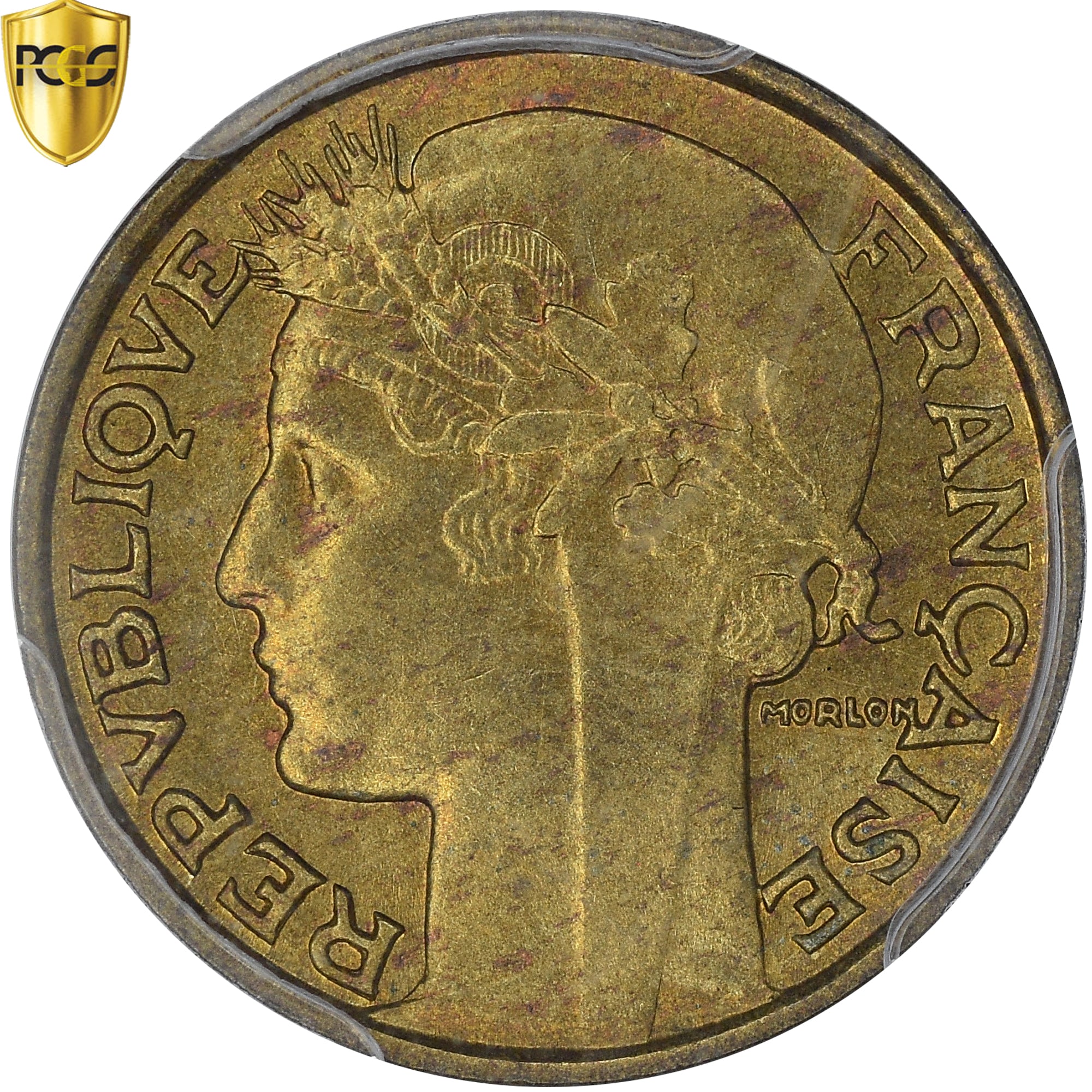 France, 50 Centimes, Morlon, 1932, Paris, 9 et 2 ouverts, Bronze-Aluminium