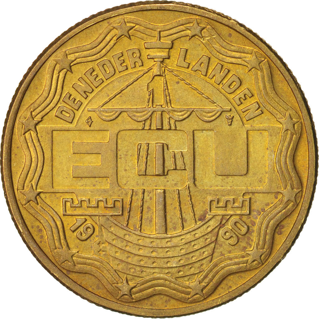 Monnaie, Pays-Bas, Beatrix, Ecu, 1990, Utrecht, SUP, Laiton, KM:20