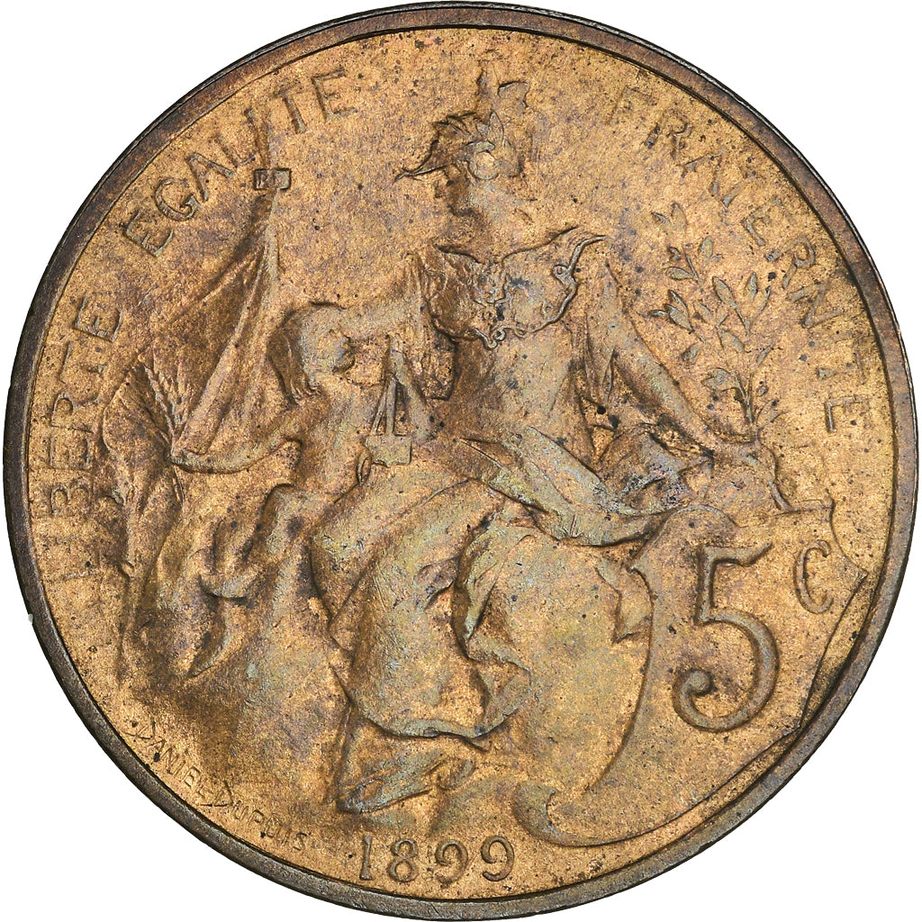 Moneda, Francia, Dupuis, 5 Centimes, 1899, Paris, EBC+, Bronce, KM:842