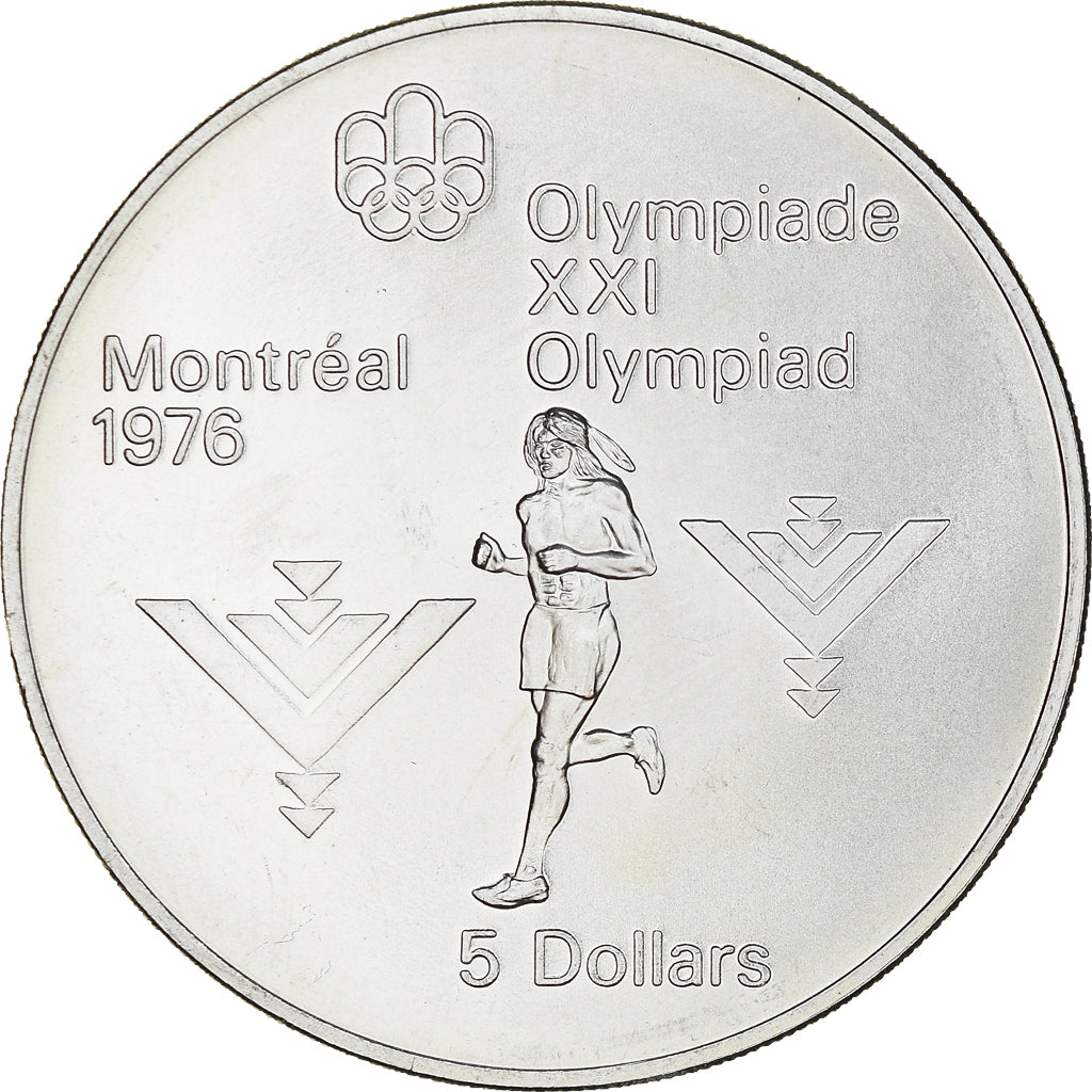 Coin, Canada, Elizabeth II, Marathon, 5 Dollars, 1975, MS(63), Silver, KM:98