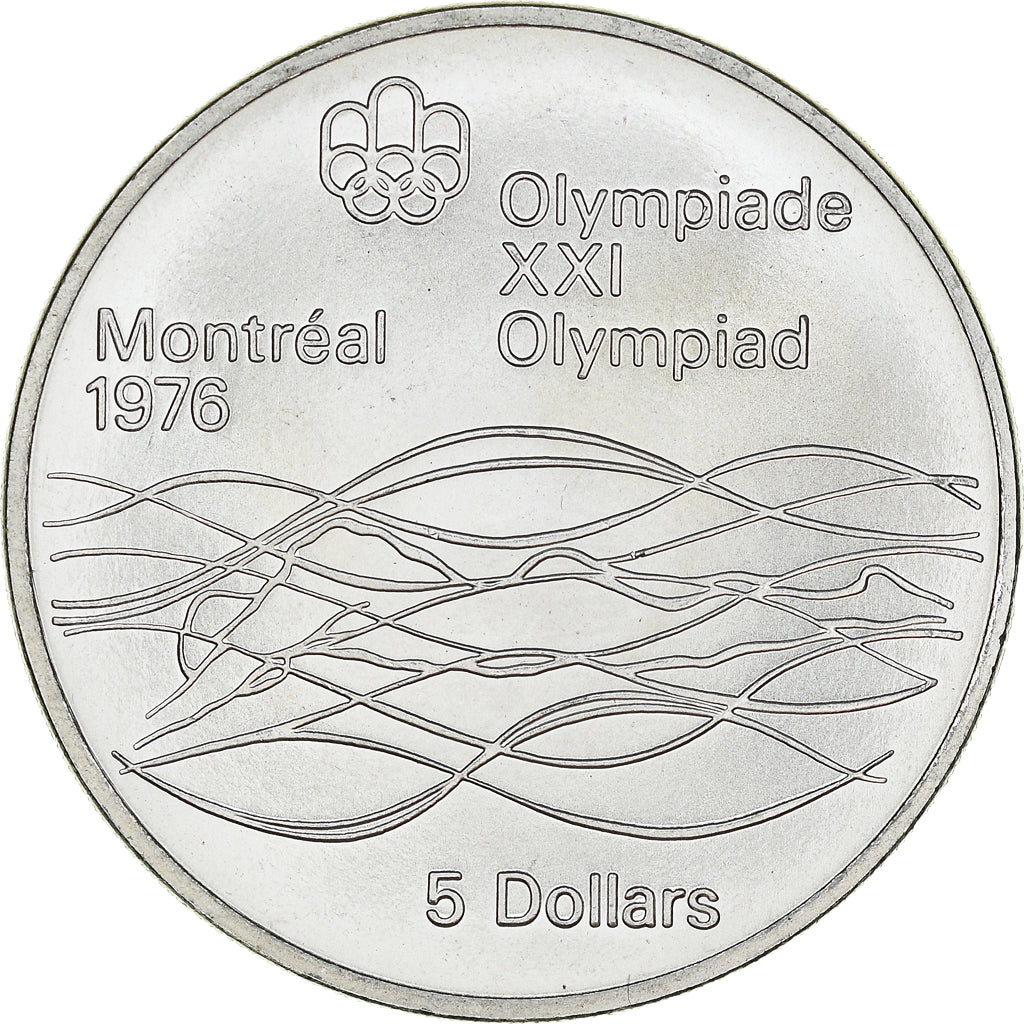 Coin, Canada, Elizabeth II, Swimming, 5 Dollars, 1975, MS(63), Silver, KM:100