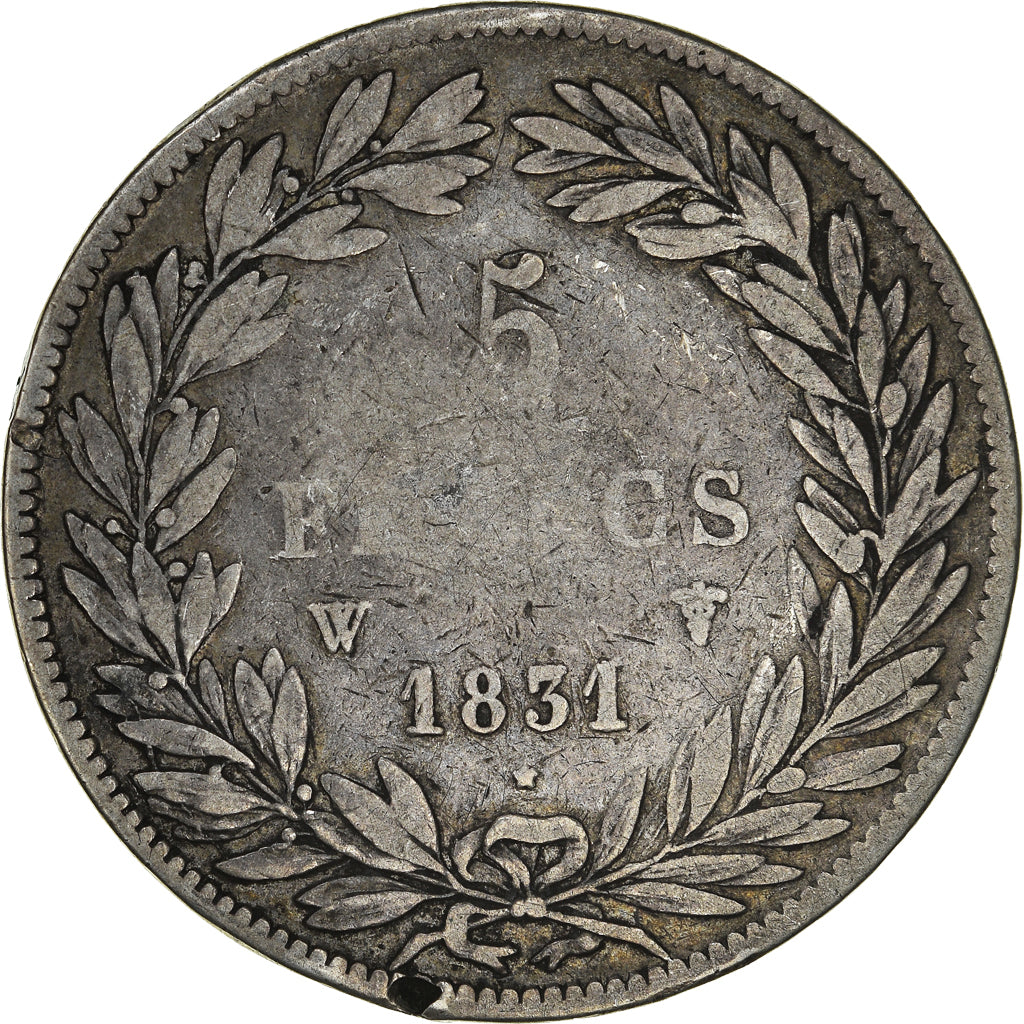 France, Louis-Philippe, 5 Francs, 1831, Lille, VF(20-25), Silver, KM:735.13